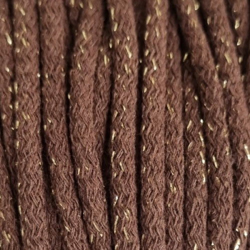Bomullssnor 5mm - Glitter - Brun m/gull PG132