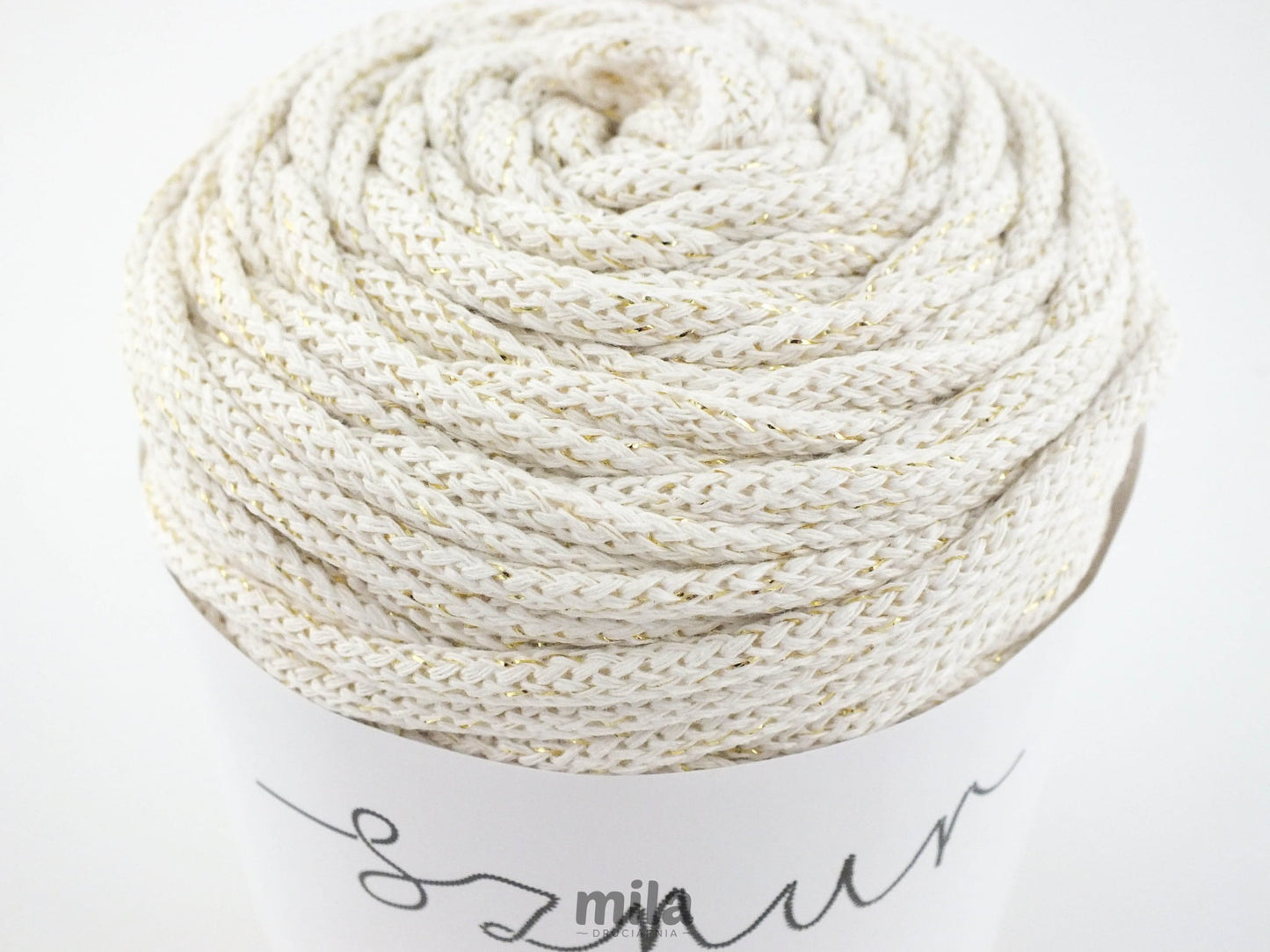 Bomullssnor 3mm - Glitter ecru/gull PCG118