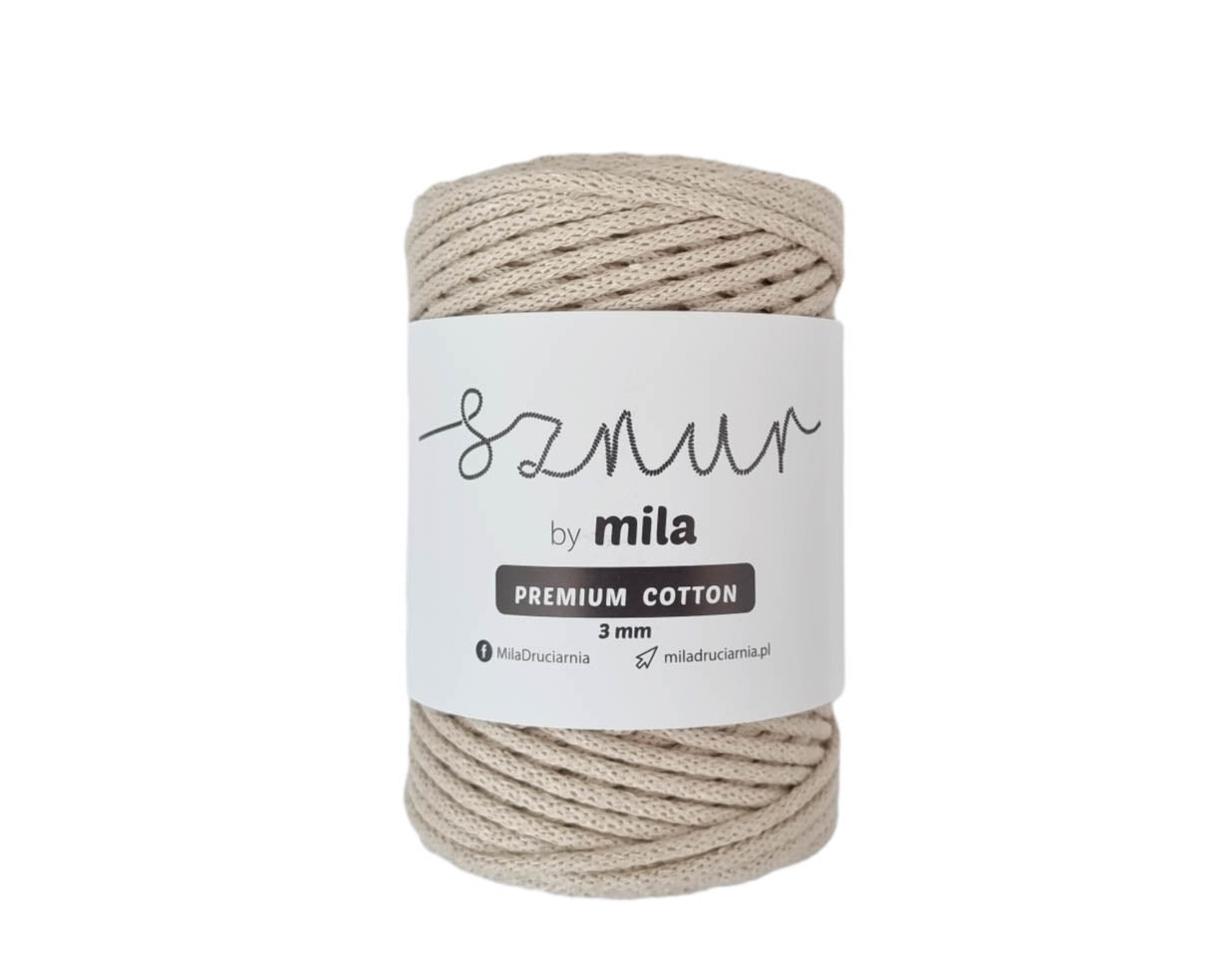 Bomullssnor 3mm - Lys beige PC09