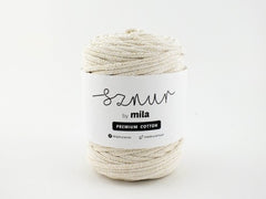 Bomullssnor 3mm - Glitter ecru/gull PCG118