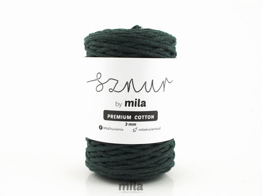 Bomullssnor 3mm - Mørke grønn PC47