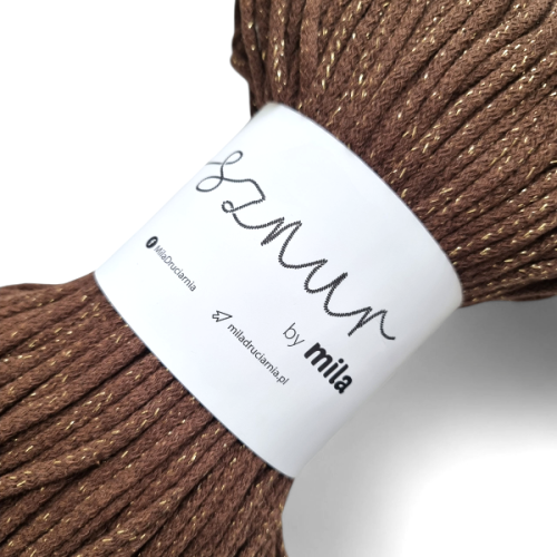 Bomullssnor 5mm - Glitter - Brun m/gull PG132