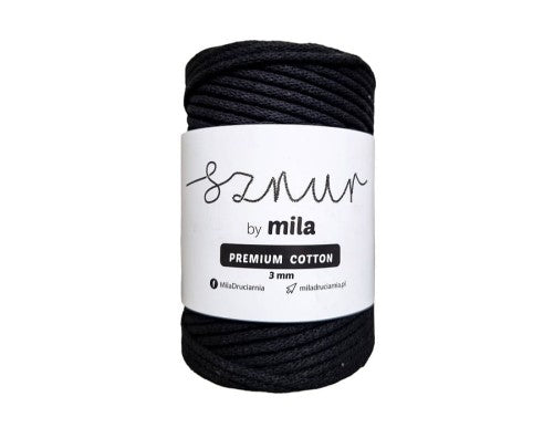 Bomullssnor 3mm - Svart PC07
